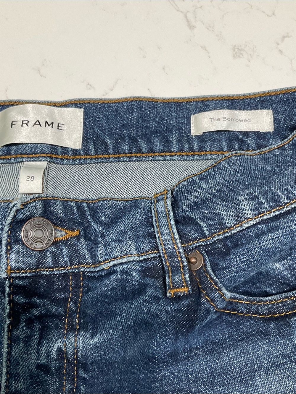 FRAME The Borrowed Jeans 28 NWT Mid Rise Straight Leg Denim Blue - Picture 3 of 5